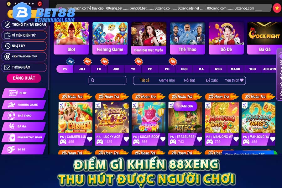 Ưu điểm giúp 88xeng thu hút duocdj người chơi